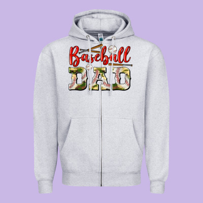Baseball Dad Zipper Hoodie Designed By Bundleandbundleshop