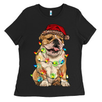 Black christmas bulldog Ladies Tee - RanaPortraitStore