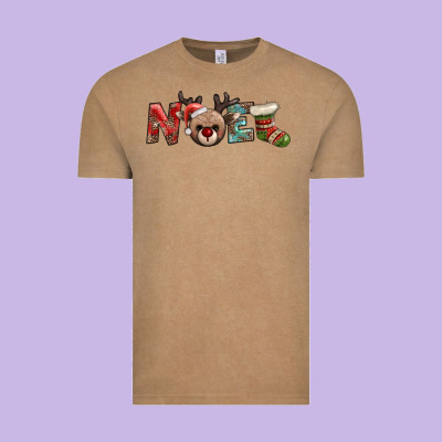 Noel With Sock And Reindeer Vintage Tee Designed By Adodesignshop
