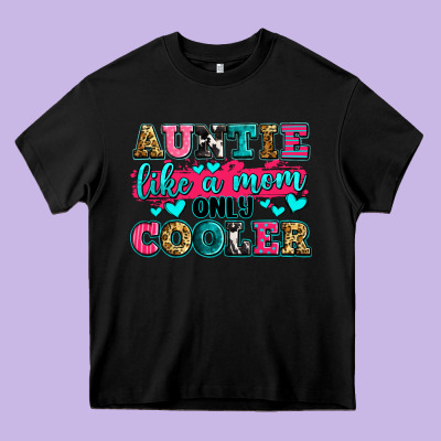 Auntie Like A Mom Only Cooler Heavy Core Tee Designed By Zillion Design Studio