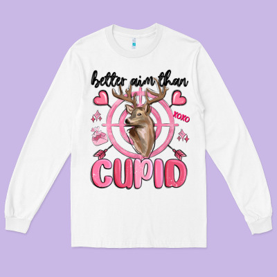 Better Aim Than Cupid Long Sleeve Tee Designed By Maliassmallbusiness