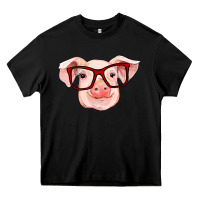 Black pig with red glasses Heavy Core Tee - RanaPortraitStore