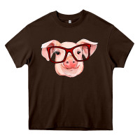 Chocolate Brown pig with red glasses Heavy Core Tee - RanaPortraitStore