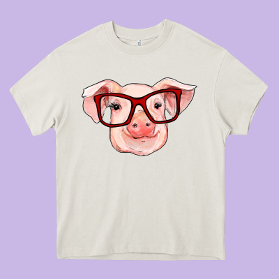Pig With Red Glasses Heavy Core Tee Designed By Ranaportraitstore