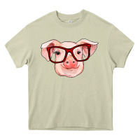 Mossy pig with red glasses Heavy Core Tee - RanaPortraitStore