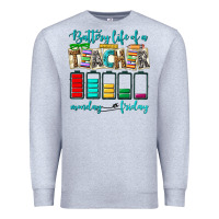 Heather Grey battery life of a teacher monday friday Premium Sweatshirt - NancyCooperArtShop
