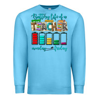Ocean Blue battery life of a teacher monday friday Premium Sweatshirt - NancyCooperArtShop