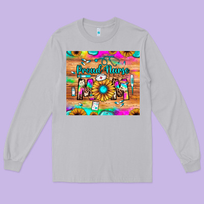 Proud Nurse Mom Long Sleeve Tee Designed By Jahusdesignshop