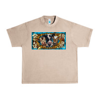 French Oak western cow turquoise’s white flowers license plate template Urban Heavy Tee - BarkalooDesign