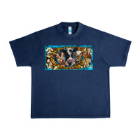 Navy western cow turquoise’s white flowers license plate template Urban Heavy Tee - BarkalooDesign