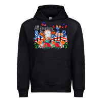 Black All American Mama Cow Flowers Urban Hoodie - CowCowDesign
