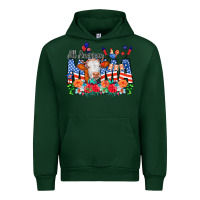 Forest Green All American Mama Cow Flowers Urban Hoodie - CowCowDesign