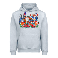 Heather Grey All American Mama Cow Flowers Urban Hoodie - CowCowDesign