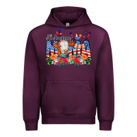 Mauve Wine All American Mama Cow Flowers Urban Hoodie - CowCowDesign