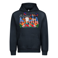 Navy All American Mama Cow Flowers Urban Hoodie - CowCowDesign