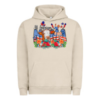Pigment French Oak All American Mama Cow Flowers Urban Hoodie - CowCowDesign