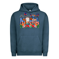 Pigment Midnight Navy All American Mama Cow Flowers Urban Hoodie - CowCowDesign