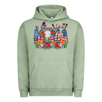 Pigment Oil Green All American Mama Cow Flowers Urban Hoodie - CowCowDesign
