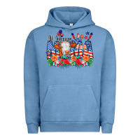 Pigment Pebble Blue All American Mama Cow Flowers Urban Hoodie - CowCowDesign