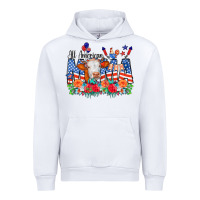 White All American Mama Cow Flowers Urban Hoodie - CowCowDesign