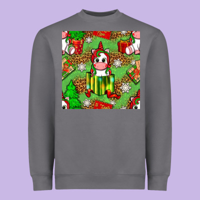 Christmas Unicorn And Gift Box Heavyweight Sweatshirt Designed By Nancycooperartshop