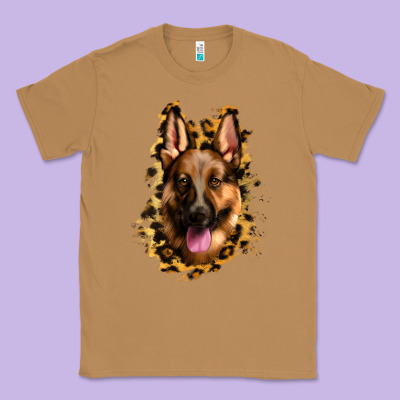 German Shepherd Leopard Background Classic Tee Designed By Jasminsmagicworld
