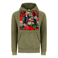 Vintage Olive ladybug gnomes seamless pattern Vintage Hoodie - BundleAndBundleShop