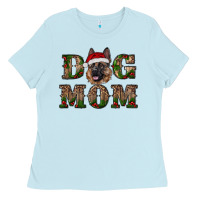 Baby Blue chriistmas dog mom with german shepherd Ladies Tee - RanaPortraitStore