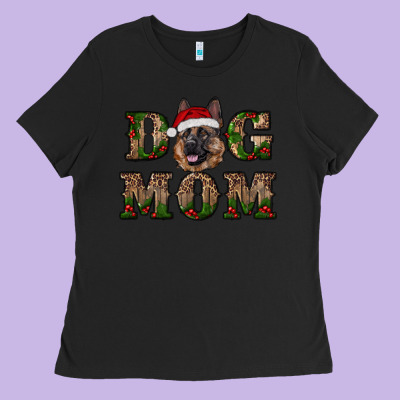 Chriistmas Dog Mom With German Shepherd Ladies Tee Designed By Ranaportraitstore