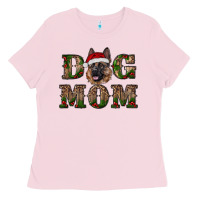 Bubblegum Pink chriistmas dog mom with german shepherd Ladies Tee - RanaPortraitStore
