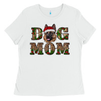 White chriistmas dog mom with german shepherd Ladies Tee - RanaPortraitStore
