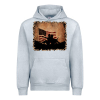 Heather Grey America Western Cowboy and Cowgirl Leopard Frame Urban Hoodie - CowCowDesign