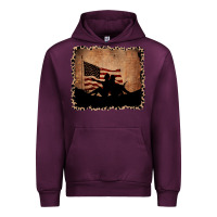 Mauve Wine America Western Cowboy and Cowgirl Leopard Frame Urban Hoodie - CowCowDesign