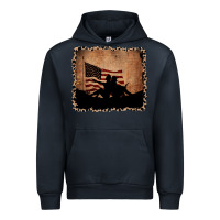Navy America Western Cowboy and Cowgirl Leopard Frame Urban Hoodie - CowCowDesign