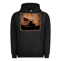 Pigment Black America Western Cowboy and Cowgirl Leopard Frame Urban Hoodie - CowCowDesign