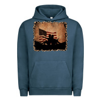 Pigment Midnight Navy America Western Cowboy and Cowgirl Leopard Frame Urban Hoodie - CowCowDesign
