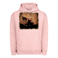 Pigment Salmon America Western Cowboy and Cowgirl Leopard Frame Urban Hoodie - CowCowDesign
