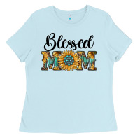 Baby Blue blessed mom Ladies Tee - RanaPortraitStore