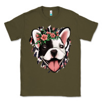 Army Green french bulldog floral Classic Tee - Jasminsmagicworld