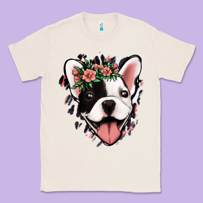 French Bulldog Floral Classic Tee Designed By Jasminsmagicworld