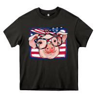 Asphalt american flag pig Heavy Core Tee - RanaPortraitStore