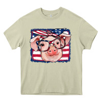 Mossy american flag pig Heavy Core Tee - RanaPortraitStore