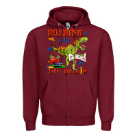Burgundy roaring into 5th grade Zipper Hoodie - BundleAndBundleShop
