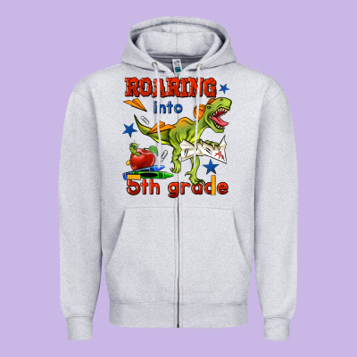 Roaring Into 5th Grade Zipper Hoodie Designed By Bundleandbundleshop