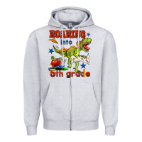 Heather Grey roaring into 5th grade Zipper Hoodie - BundleAndBundleShop