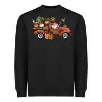 Black Christmas Truck Elf Santa snowman reindeer Heavyweight Sweatshirt - NancyCooperArtShop
