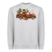 Heather Grey Christmas Truck Elf Santa snowman reindeer Heavyweight Sweatshirt - NancyCooperArtShop