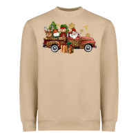Mushroom Christmas Truck Elf Santa snowman reindeer Heavyweight Sweatshirt - NancyCooperArtShop