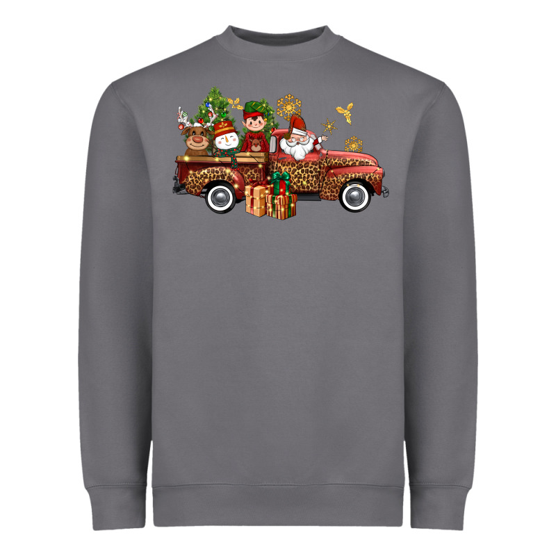 Christmas Truck Elf Santa Snowman Reindeer Heavyweight Sweatshirt by NancyCooperArtShop | Teevron