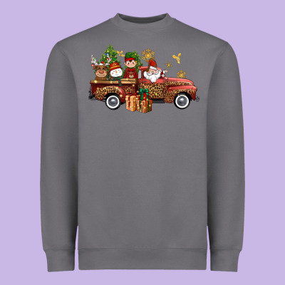 Christmas Truck Elf Santa Snowman Reindeer Heavyweight Sweatshirt Designed By Nancycooperartshop
